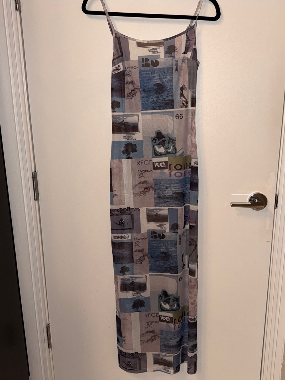 Pretty Garbage Graphic Tank Dress in Blue and Gray